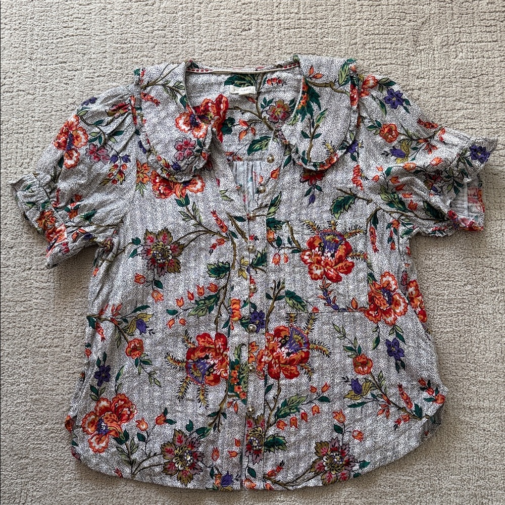 PILCRO Anthropologie Kiera Floral Women's Top